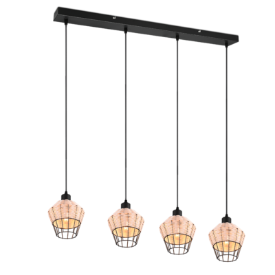 Rippuv valgusti 4 tk E27 looduslik värv/punutud rattan
