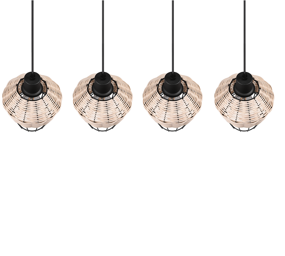 Rippuv valgusti 4 tk E27 looduslik värv/punutud rattan - Image 7