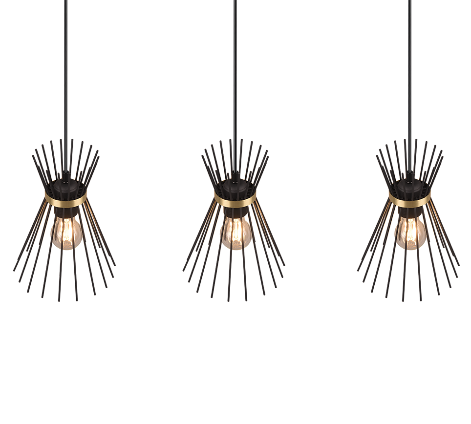 Rippuv valgusti 3 tk E27 must/kuld - Image 3