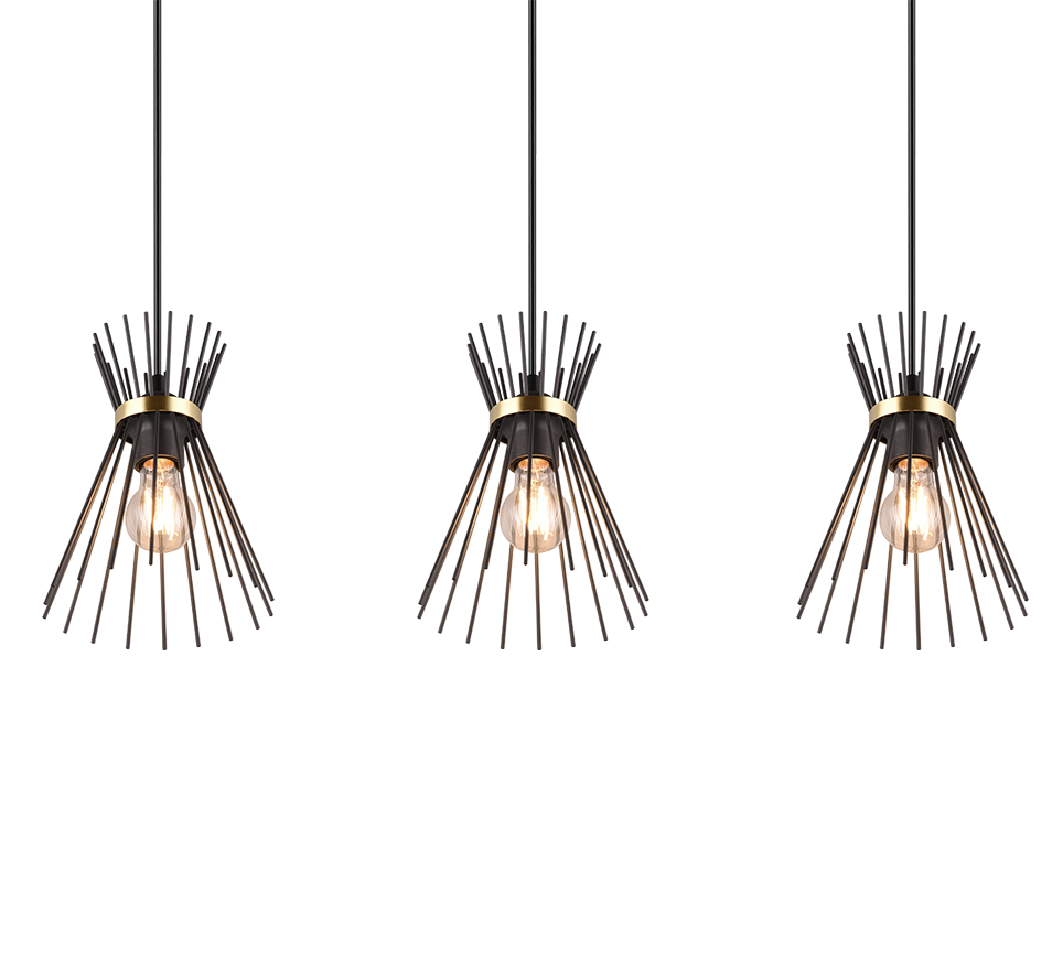 Rippuv valgusti 3 tk E27 must/kuld - Image 4