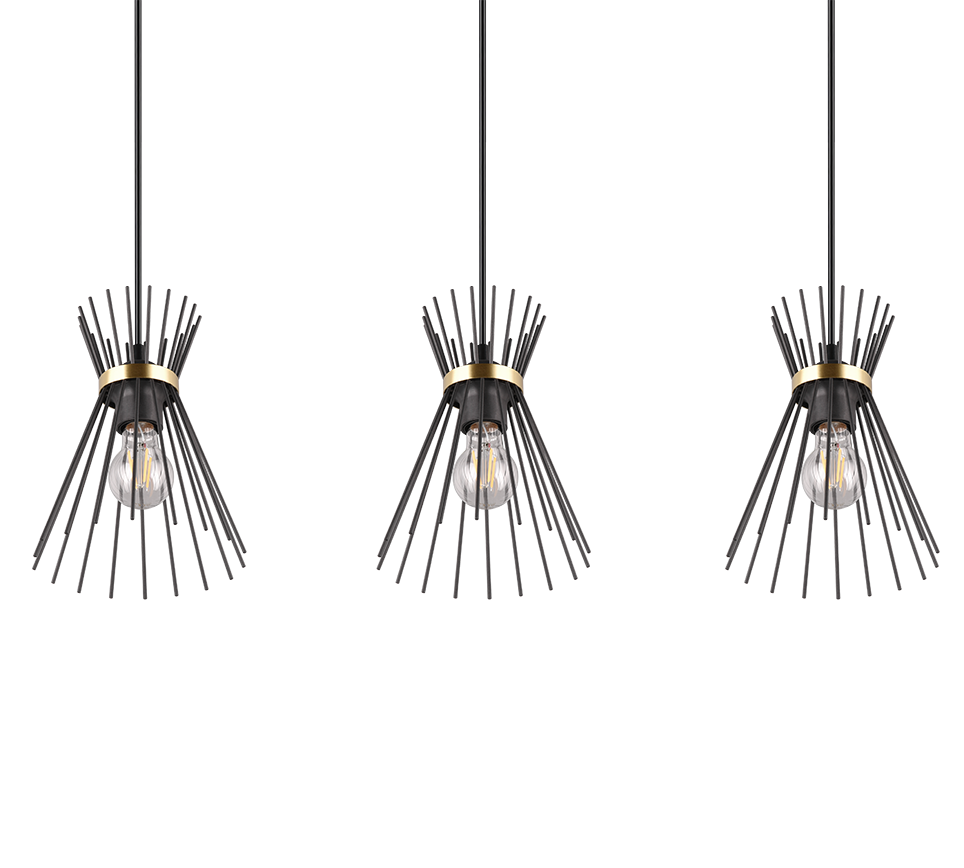 Rippuv valgusti 3 tk E27 must/kuld - Image 8