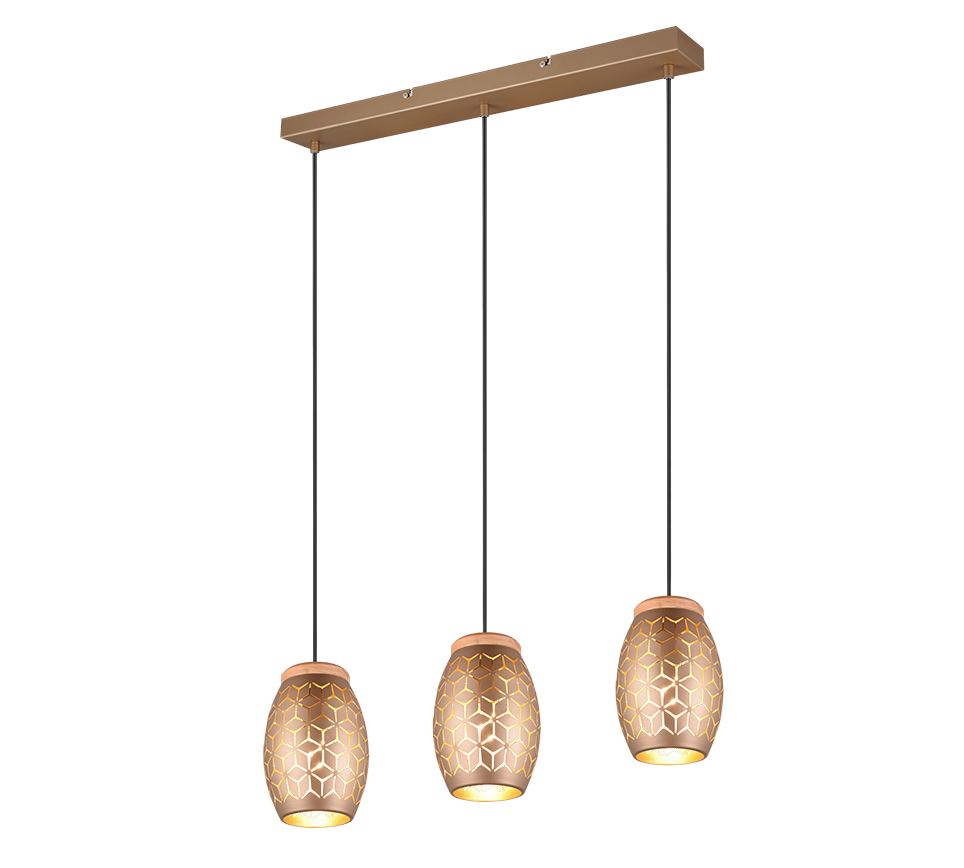 Rippuv valgusti 3 tk E27 kohvi pruun