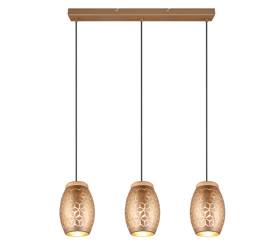 Rippuv valgusti 3 tk E27 kohvi pruun - Image 3