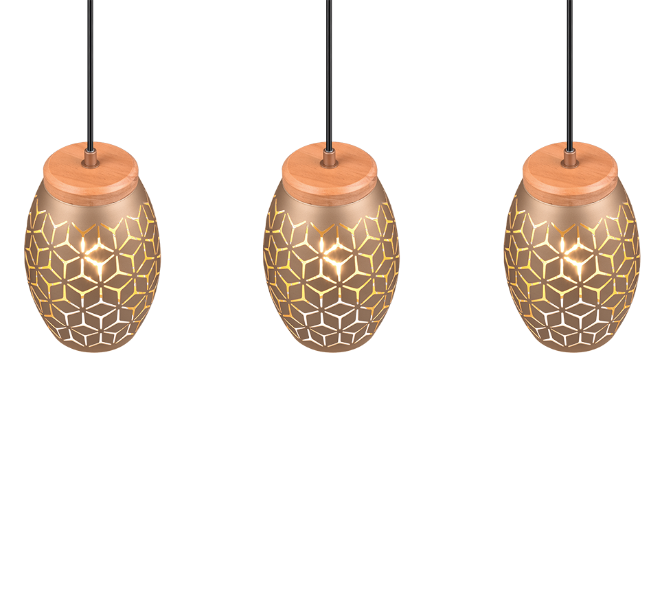 Rippuv valgusti 3 tk E27 kohvi pruun - Image 4