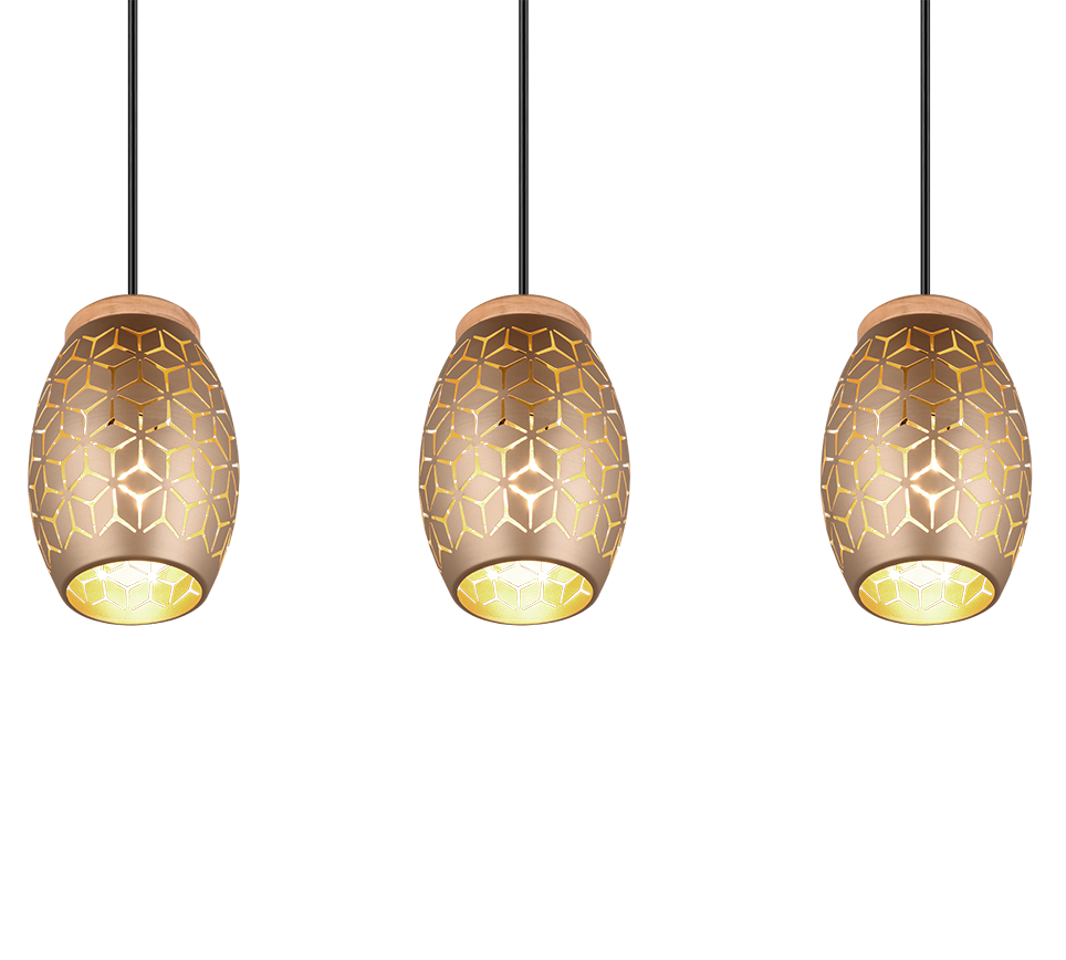 Rippuv valgusti 3 tk E27 kohvi pruun - Image 5