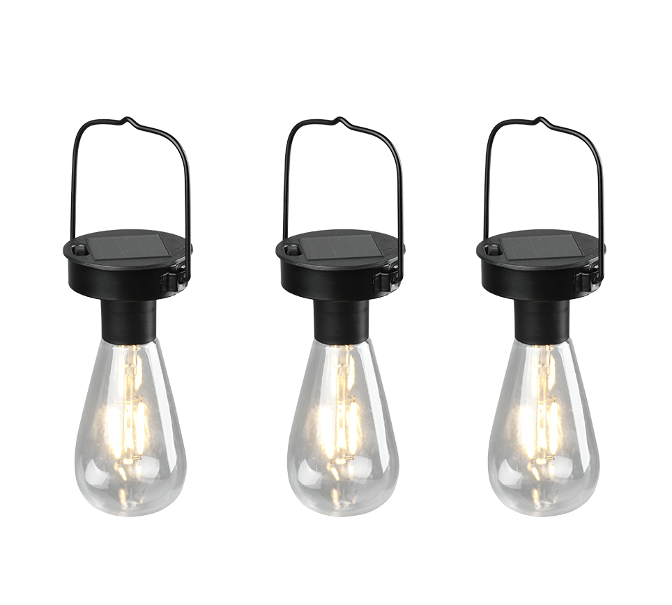 Rippuv valgusti 3 tk must hämaruse anduriga