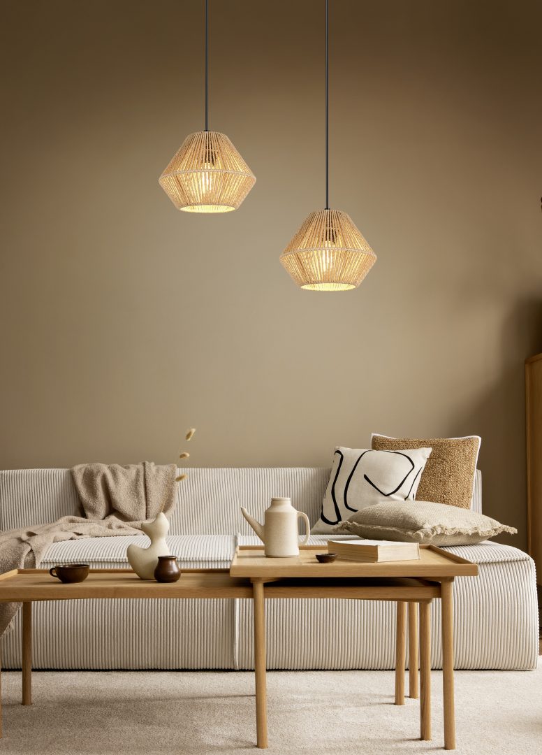 Rippuv valgusti E27 pruun/paberniit - Image 2