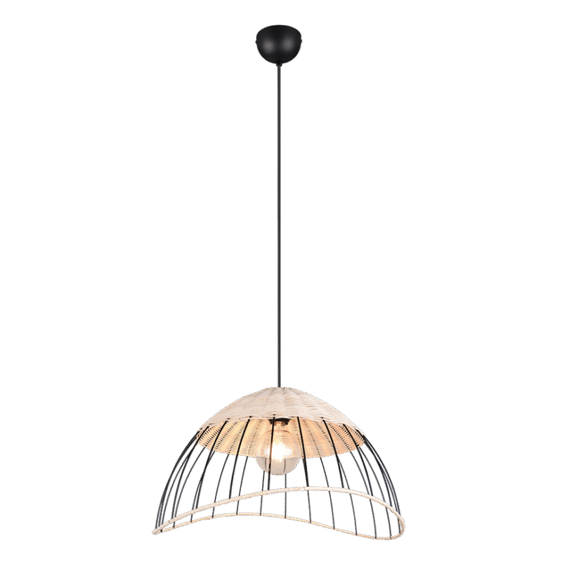 Rippuv valgusti E27 must/rattan