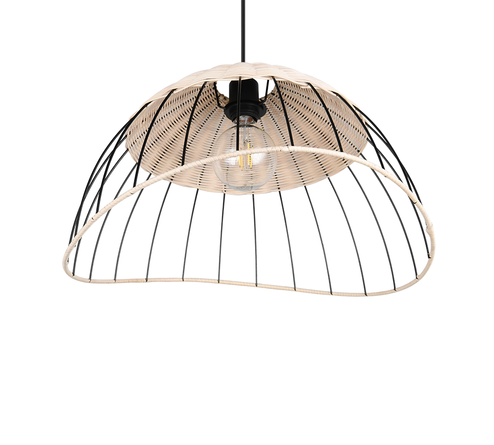 Rippuv valgusti E27 must/rattan - Image 7
