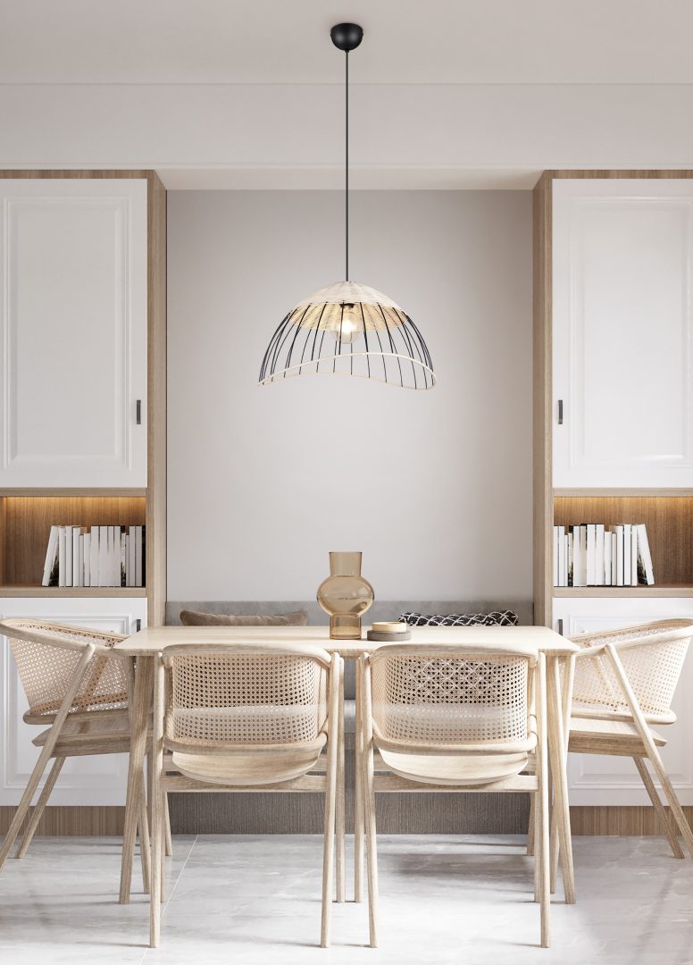 Rippuv valgusti E27 must/rattan - Image 2