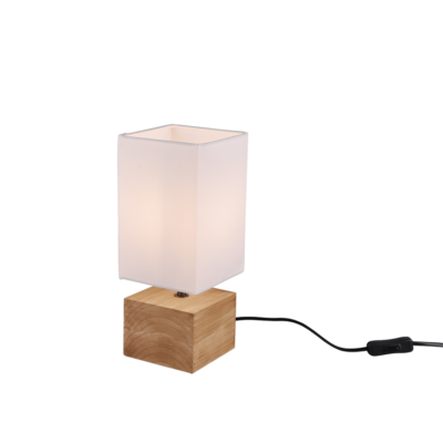 Puidust laualamp 12 cm ruudu E14 puu/valge