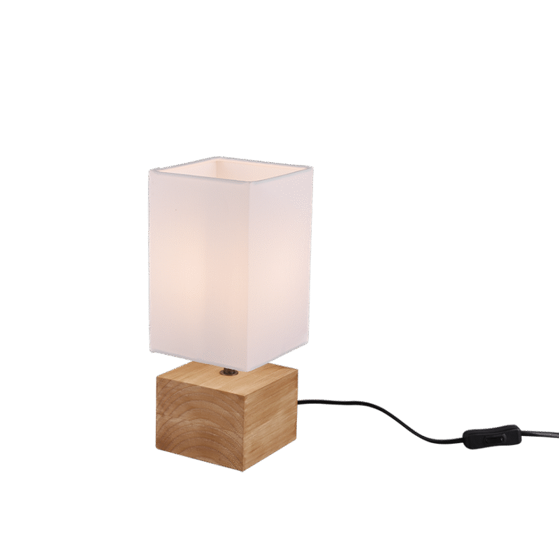 Puidust laualamp 12 cm ruudu E14 puu/valge