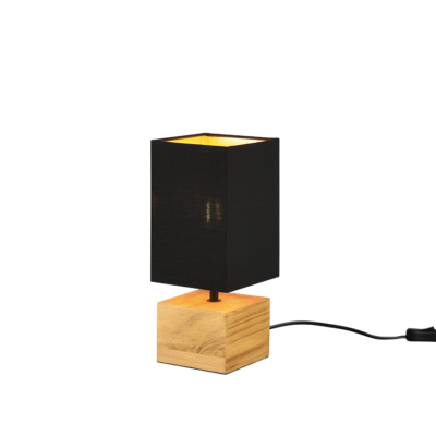 Puidust laualamp 12 cm ruudu E14 puu/must