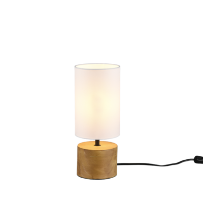 Puidust laualamp 12 cm ümmargune E14 puu/valge