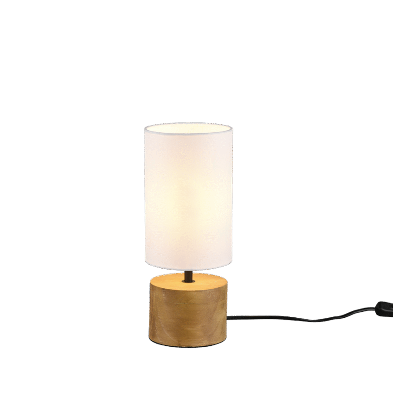 Puidust laualamp 12 cm ümmargune E14 puu/valge