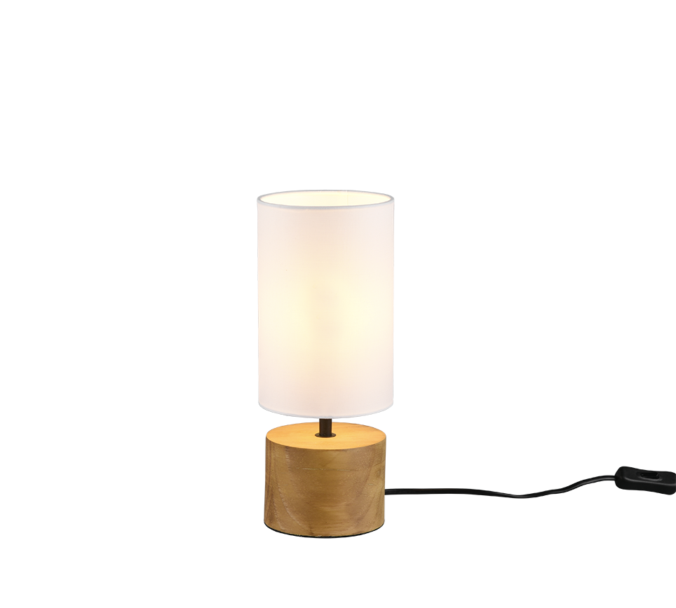 Puidust laualamp 12 cm ümmargune E14 puu/valge