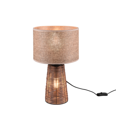 Heleduslaudlamp 2xE27 pruun/rattan