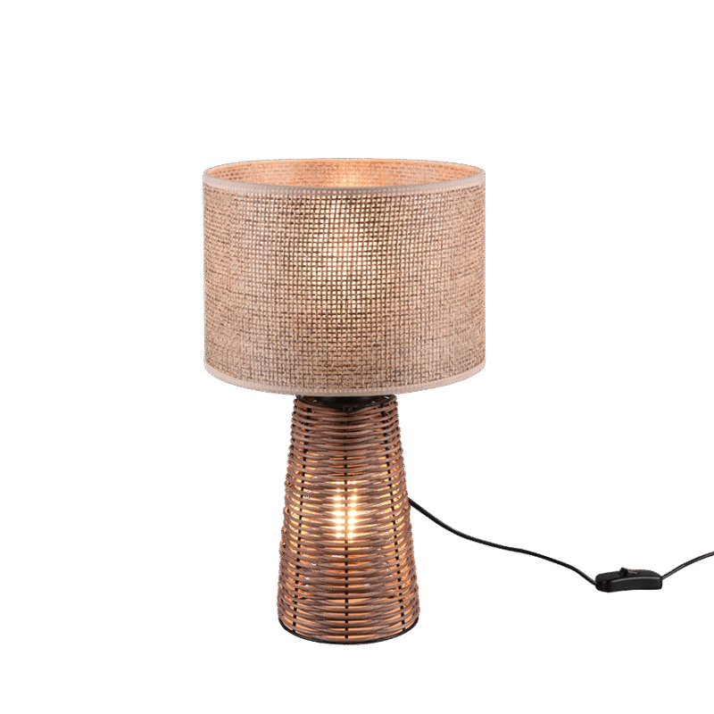 Heleduslaudlamp 2xE27 pruun/rattan