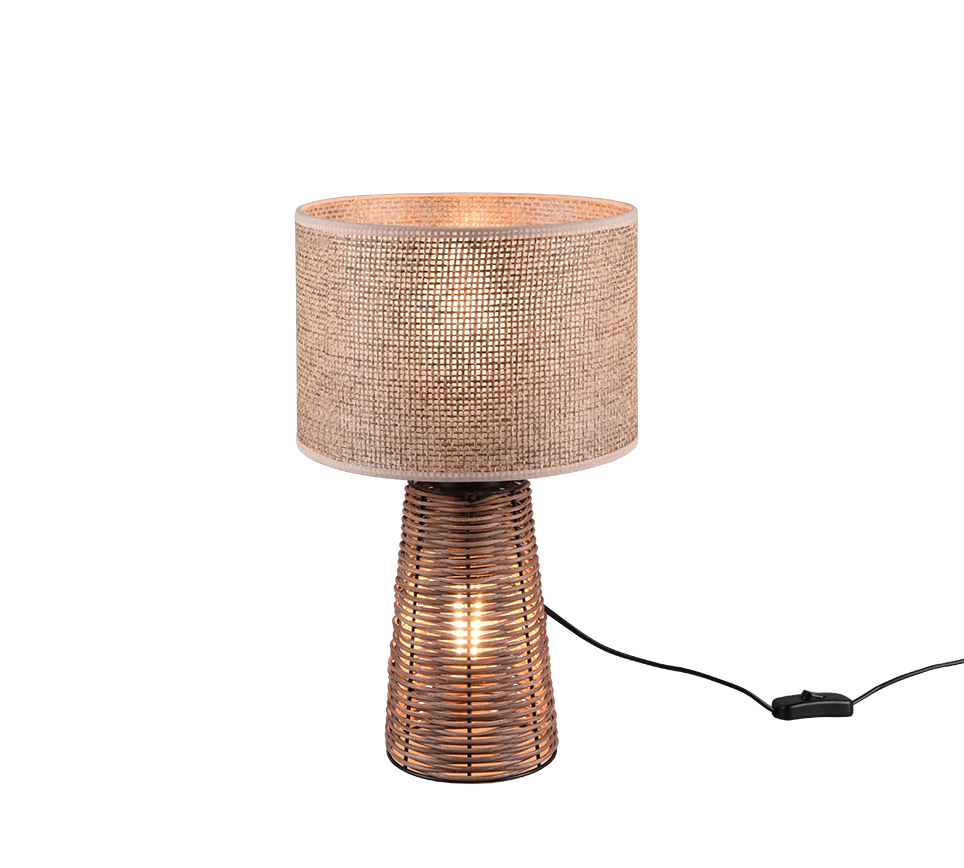 Heleduslaudlamp 2xE27 pruun/rattan