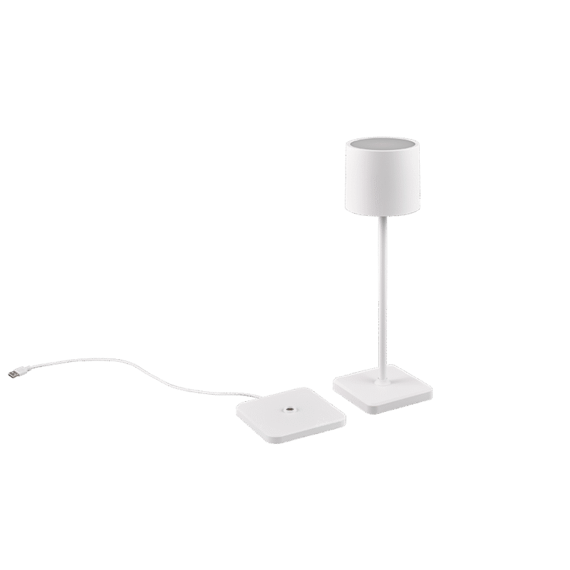 Välistingimustes kasutatav LED laualamp matt valge laaditav