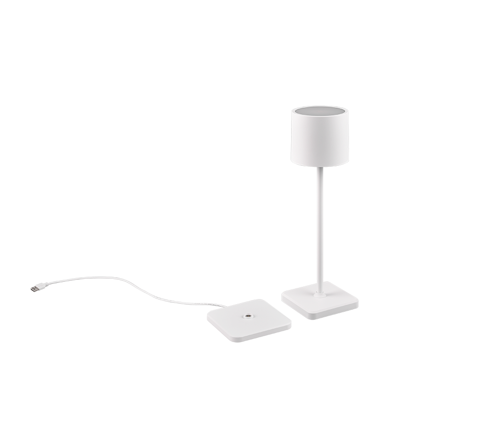 Välistingimustes kasutatav LED laualamp matt valge laaditav