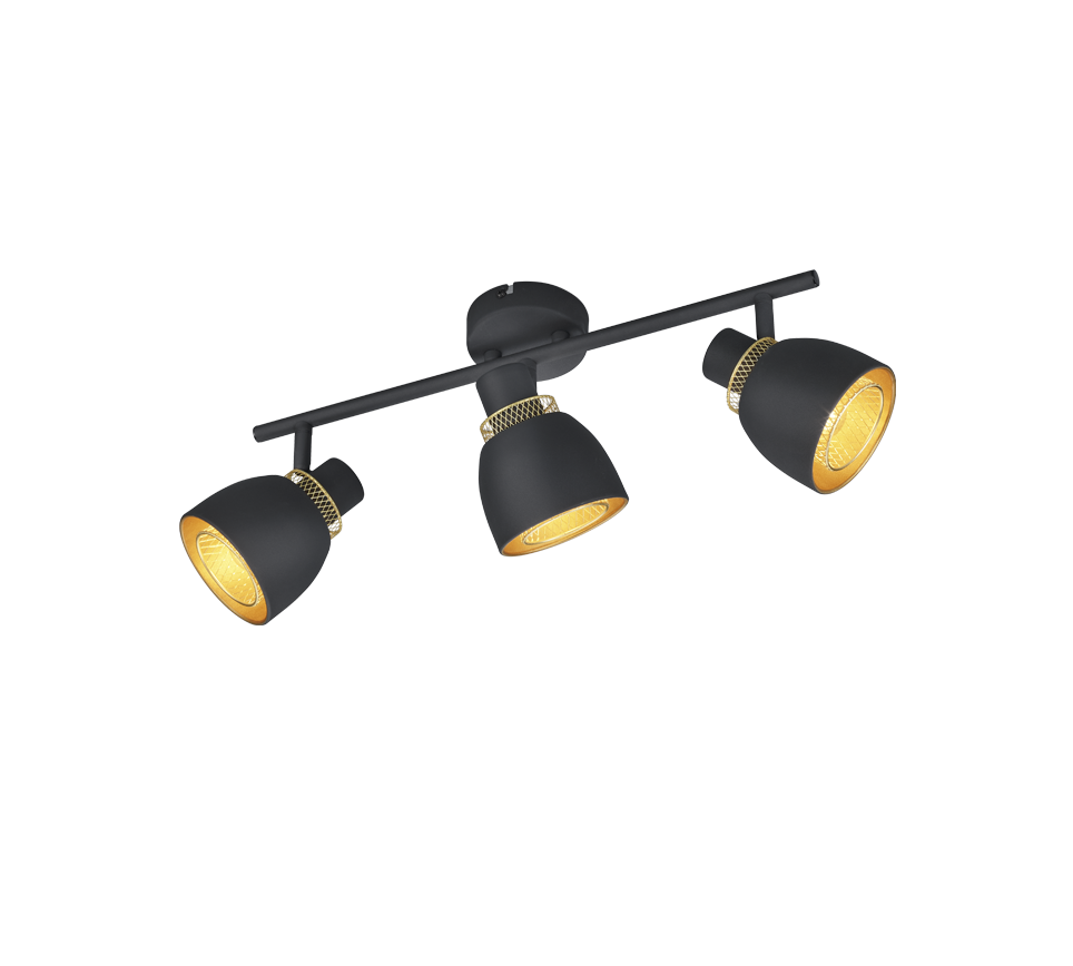 Kohtvalgusti 3 tk E14 matt must/kuld