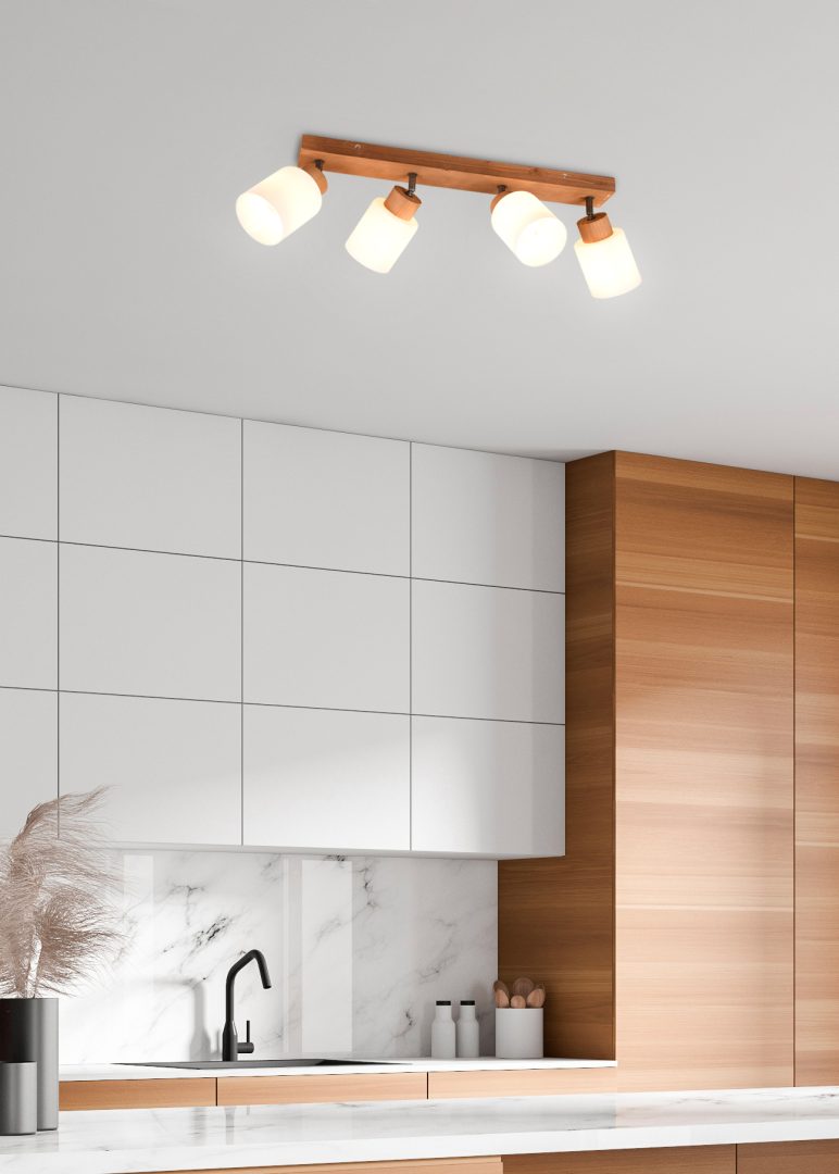 Kohtvalgusti 4 tk E14 puit/valge - Image 2