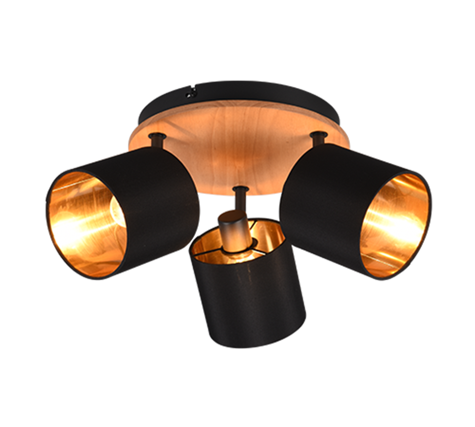 Kohtvalgusti 3 tk E14 puit/matt must