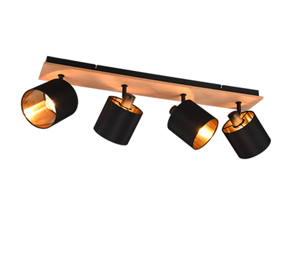 Kohtvalgusti 4 tk E14 puit/matt must