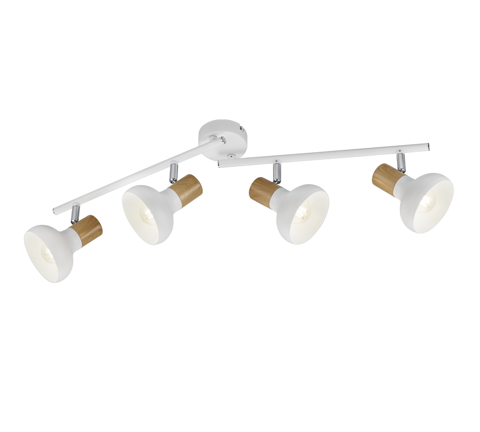 Kohtvalgusti 4 tk E14 matt valge/puit