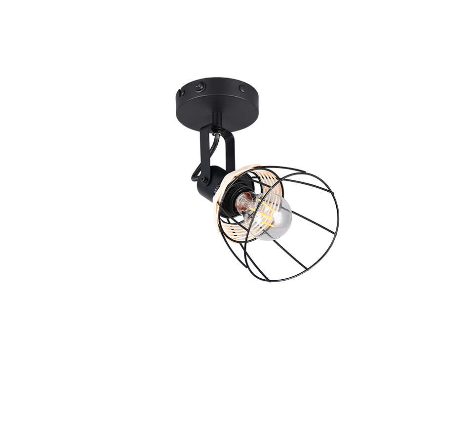 Kohtvalgusti 1 tk E27 matt must/rattan - Image 6