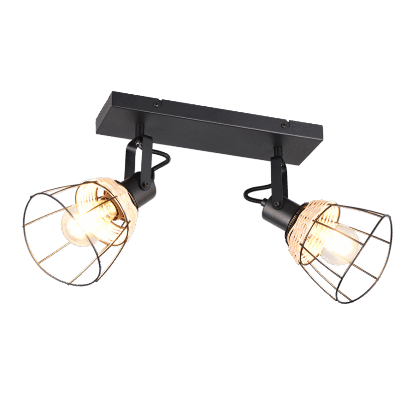 Kohtvalgusti 2 tk E27 matt must/rattan