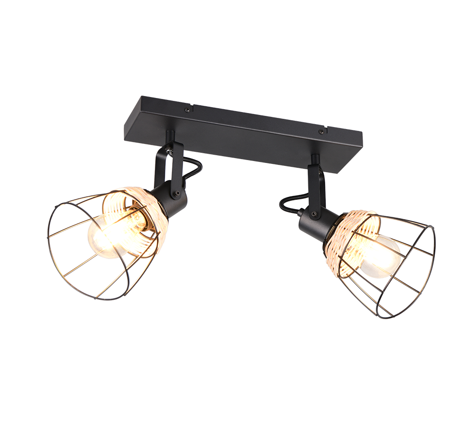 Kohtvalgusti 2 tk E27 matt must/rattan