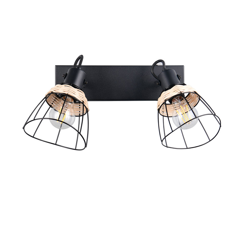 Kohtvalgusti 2 tk E27 matt must/rattan - Image 4