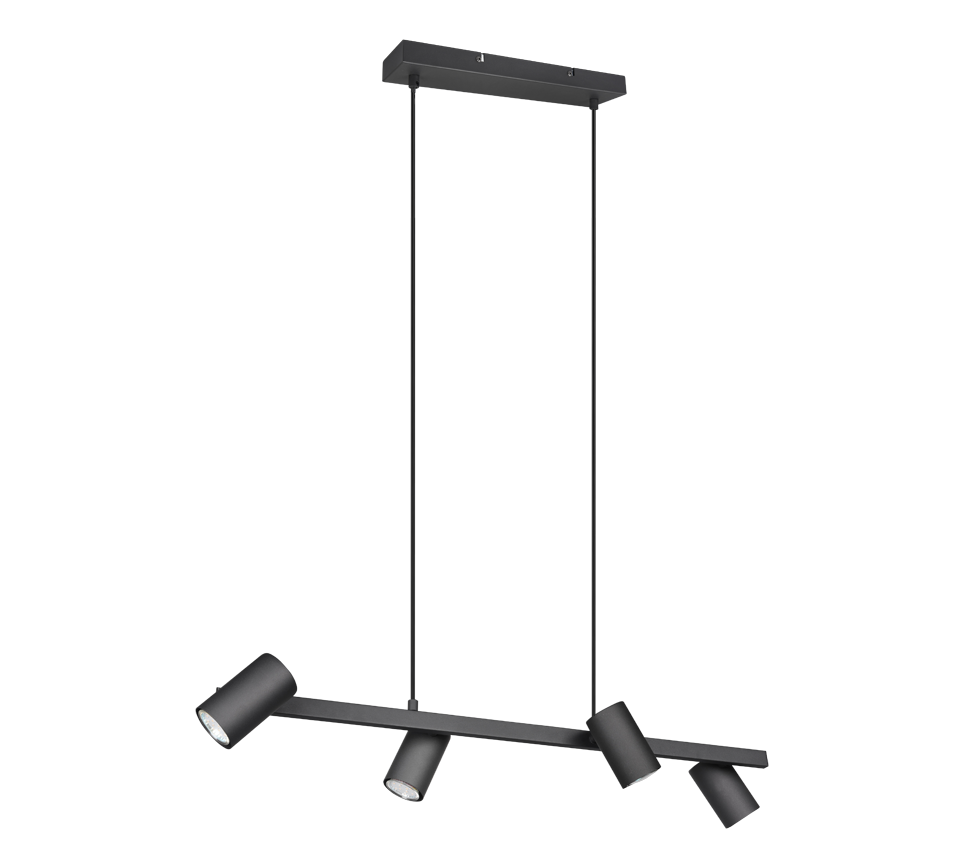 Rippuv valgusti 4-osaline 80 cm GU10 must matte