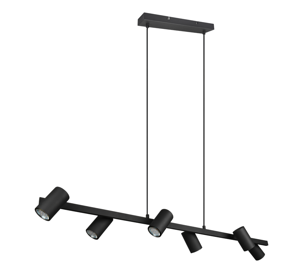 Rippuv valgusti 6 tk 115 cm GU10 must matte