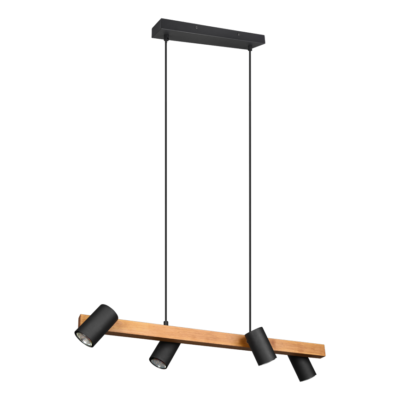 Rippuv valgusti 4-osaline 80 cm GU10 matt must/puit