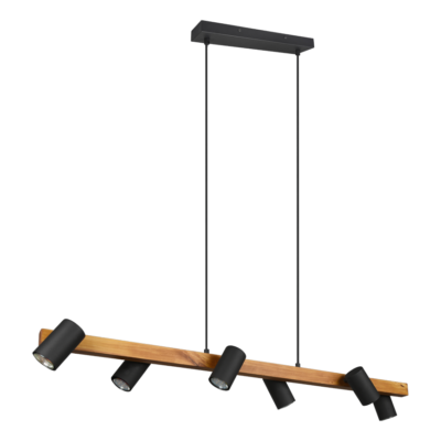 Rippuv valgusti 6 tk 115 cm GU10 matt must/puit