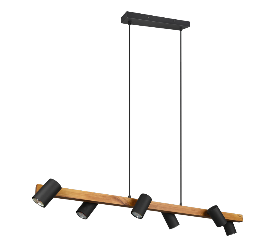 Rippuv valgusti 6 tk 115 cm GU10 matt must/puit