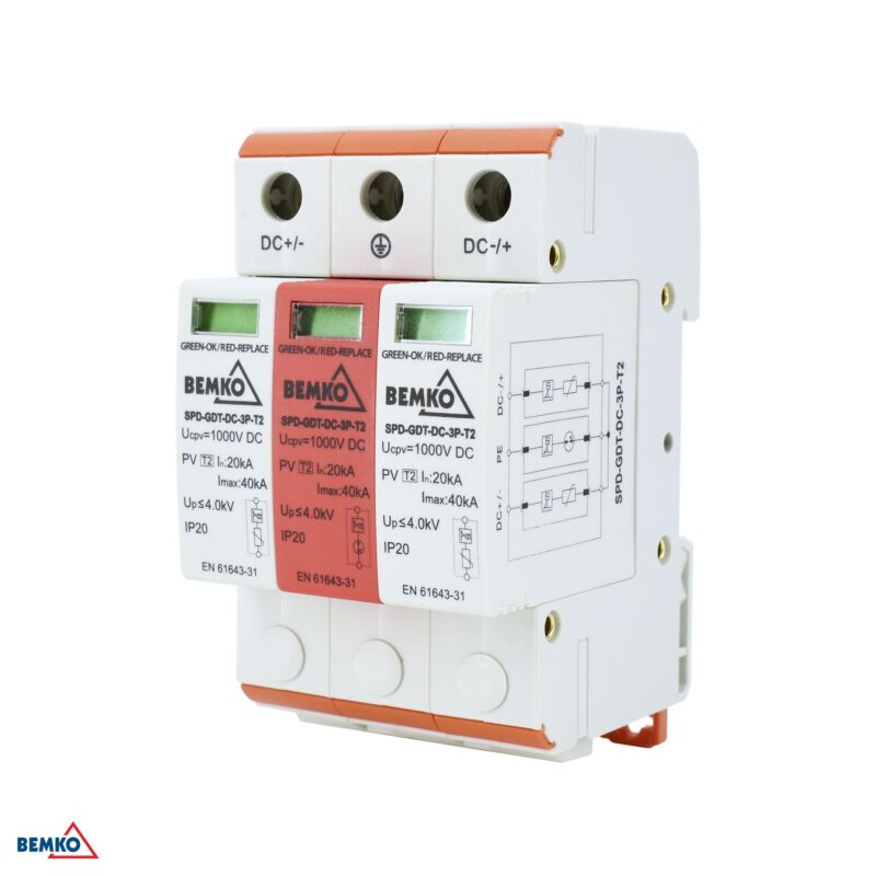 Ülevoolukaitse 3P DC 1000V klass T2 GDT