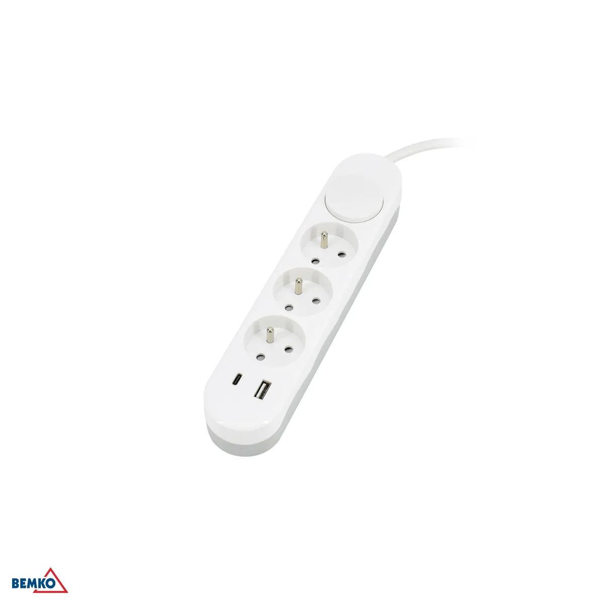 Pikendusjuhe NB 3x 2P+Z+lüliti 1.5mm x 2.0m + 2x USB (C+A)