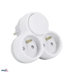 Voolu jagaja + "0" 2x pistik 16A lülitiga, kolmnurkne