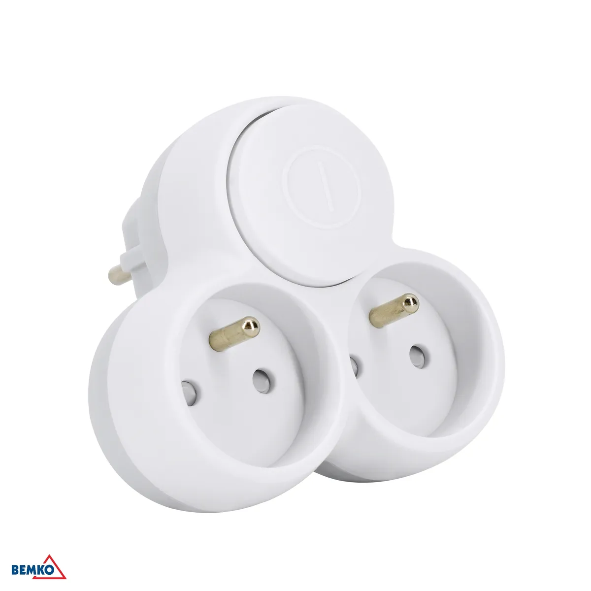 Voolu jagaja + "0" 2x pistik 16A lülitiga, kolmnurkne