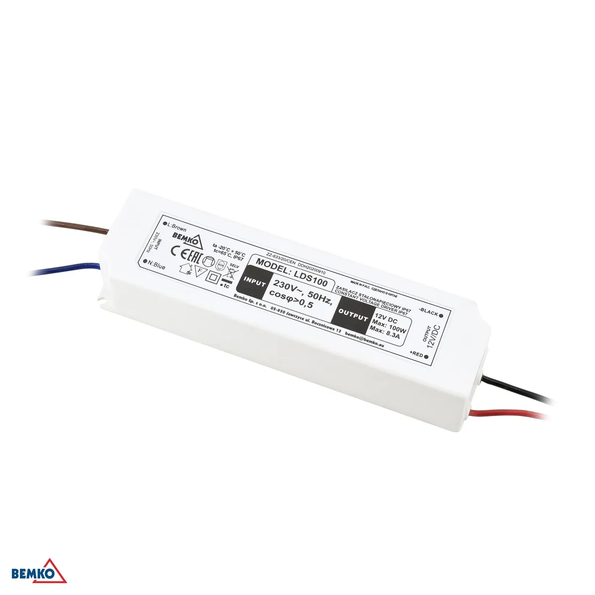 LED toiteplokk Power Supply, Hermetic IP67 12V 100W