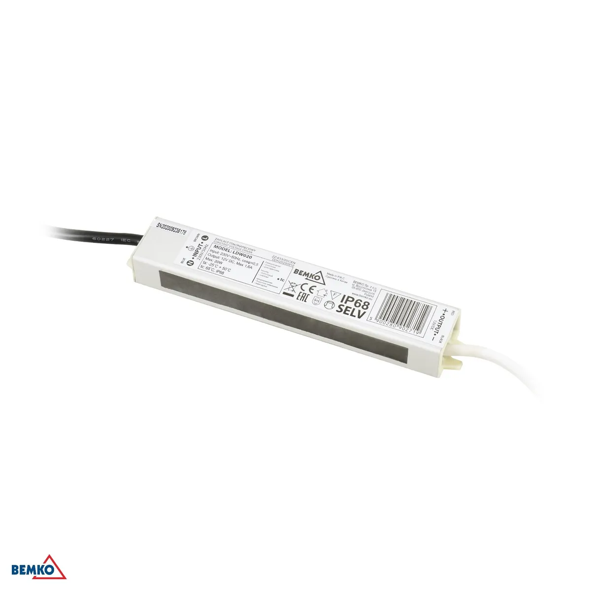 LED toiteplokk Power Supply, Hermetic IP68 12V 20W