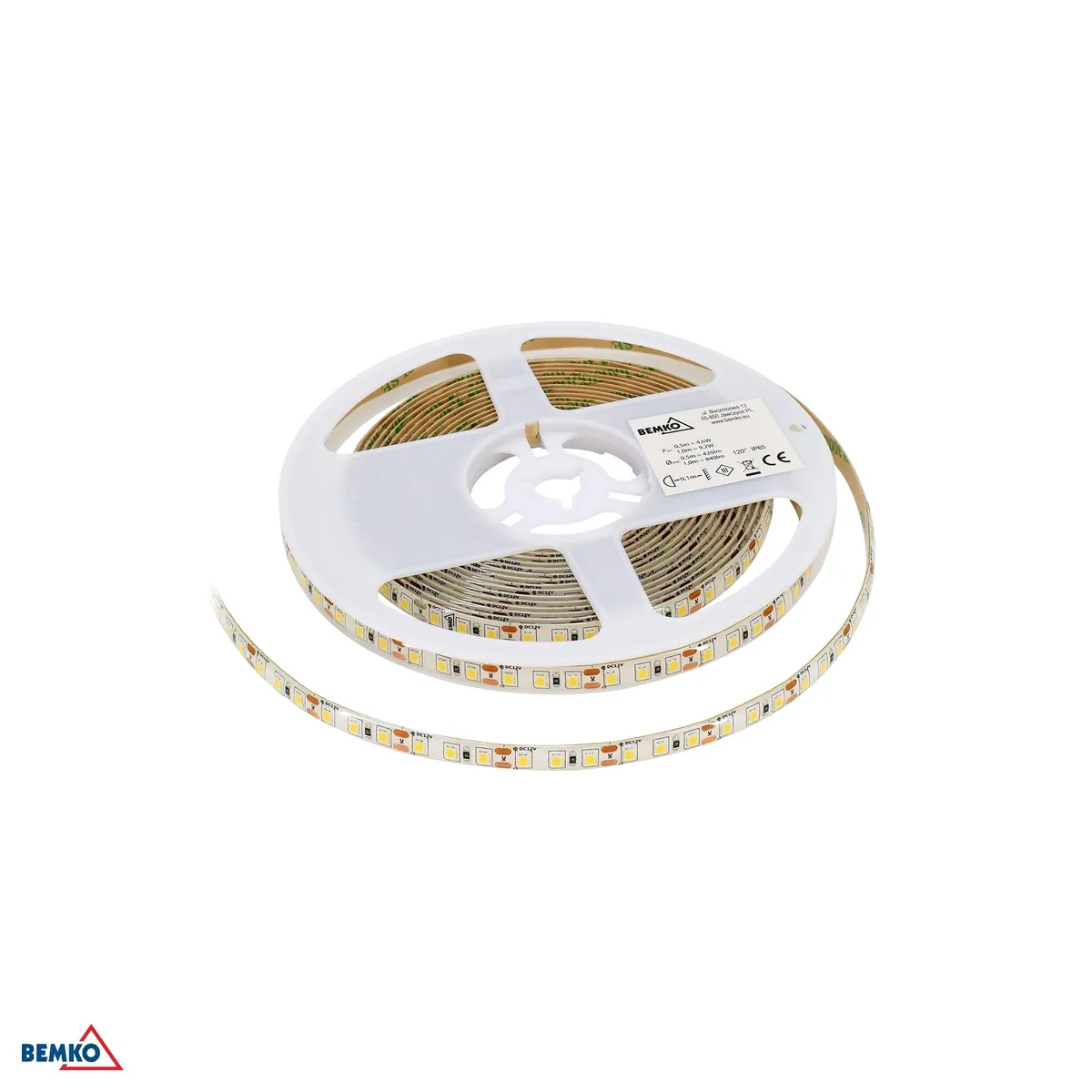 LED riba PREMIUM 12V DC 2835 600LED/5M 9.2W/1M IP65 warm white