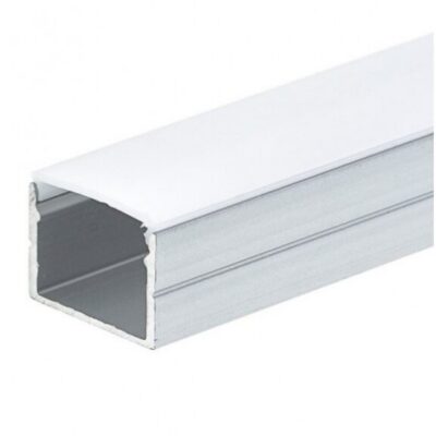 LED-riba profiil, pinnale paigaldatav, hõbedane, valge kattega, 19,3x13mm